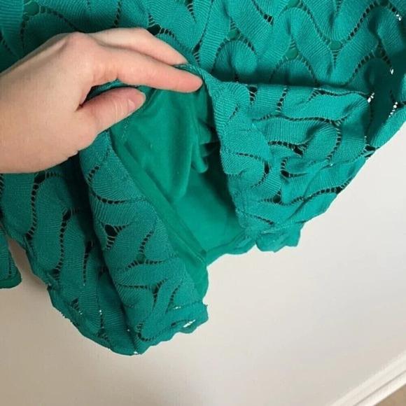 Free People Wild‎ Thing Green Crochet Mini Dress S - Picture 8 of 9